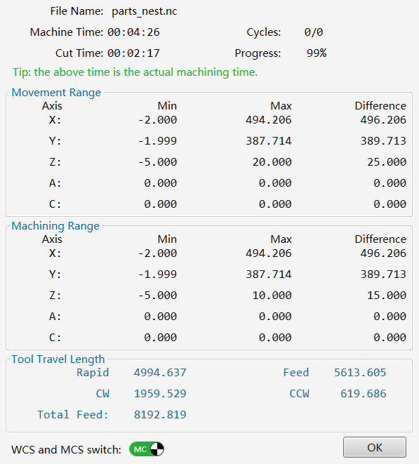 Machining Stats