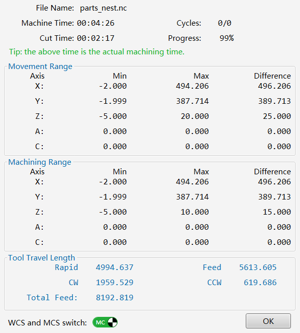 Machining Stats